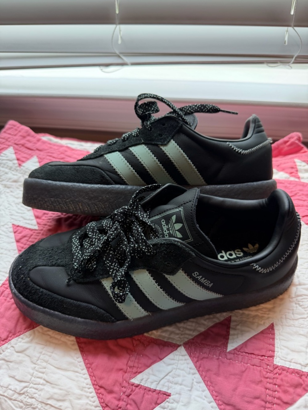 adidas Samba Women’s Sneakers in Black with Silver Stripes